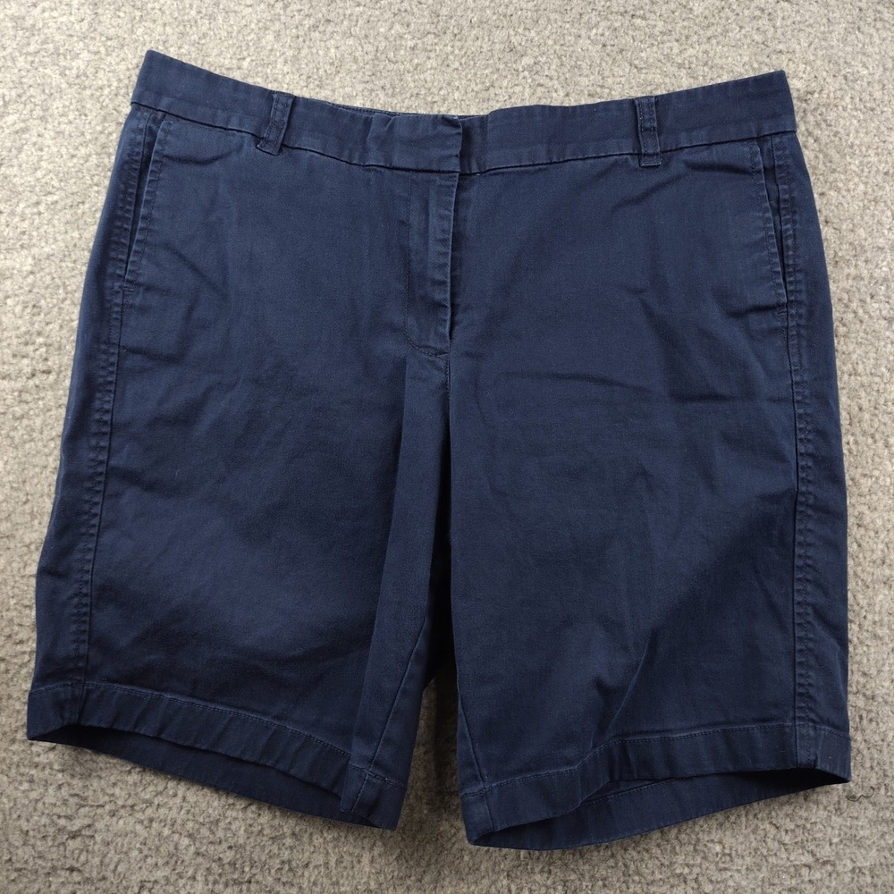 J.Crew Bermuda Shorts Navy Blue Chino Cotton Stretch Size 14 Mid Rise 9" Inseam